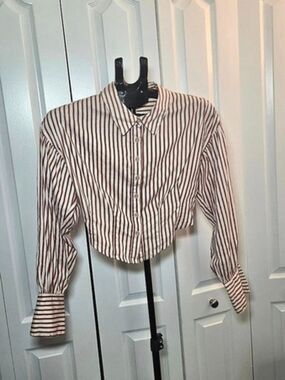 Free People Ophelia Corset Button Down Rust Combo Size Xs